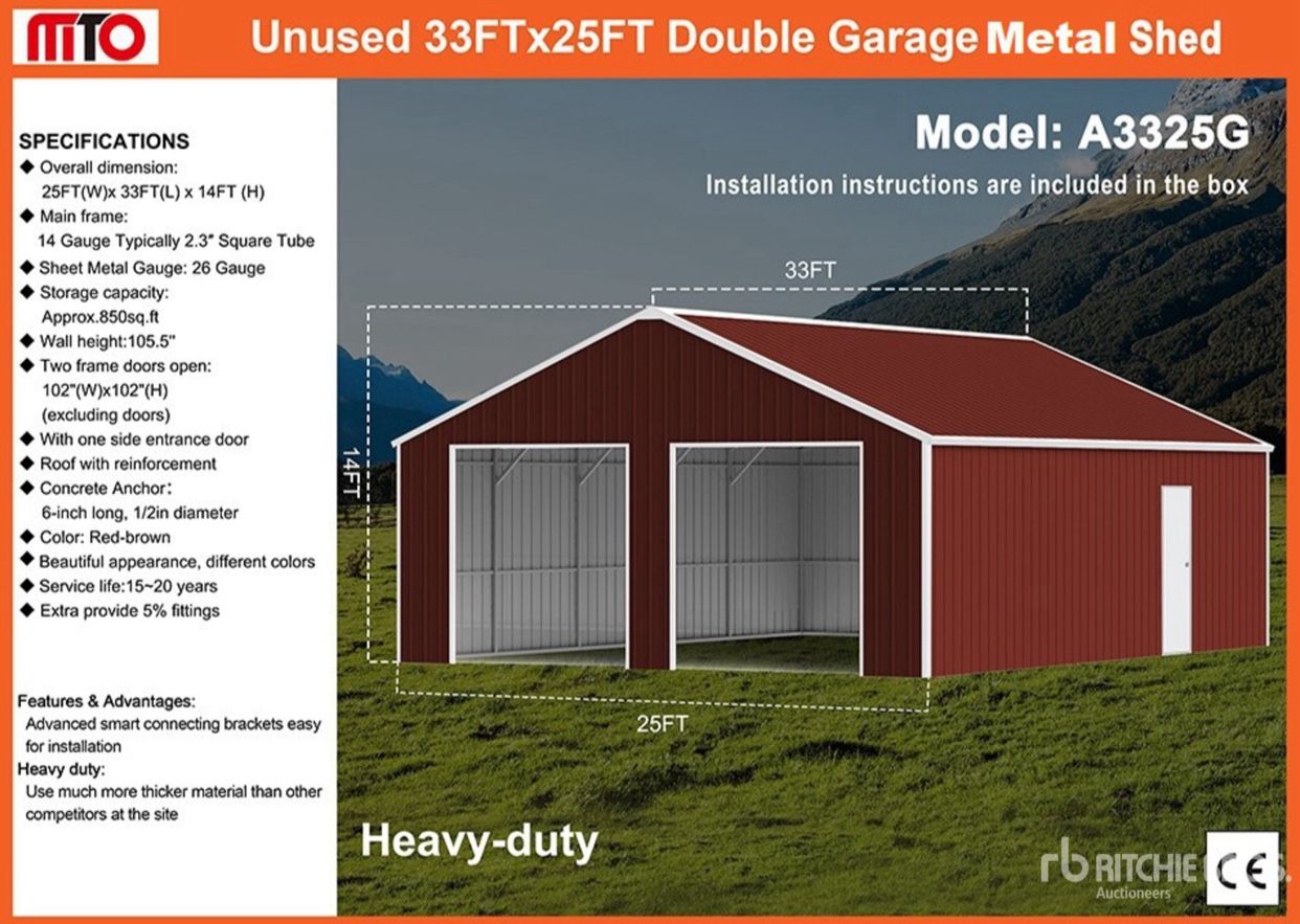 33 Ft  X 25 Ft Metal Building 