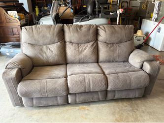 Green/grey microfiber, power recliner sofa