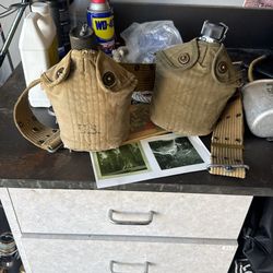 World War 2 Canteen Belt With 2 Canteens