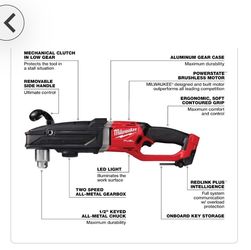 Milwaukee M18 FUEL 18V Lithium-lon Brushless Cordless GEN 2 SUPER HAWG 1/2 in. Right Angle Drill (Tool-Only)