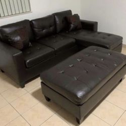 Brand New Bonded Leather Sectional Sofa Couch With Ottoman