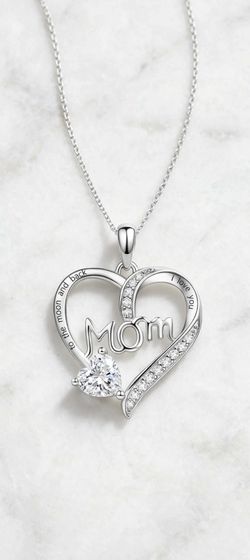 Title: NEW Mom Heart Necklace - Moon and Back - Gift Ready