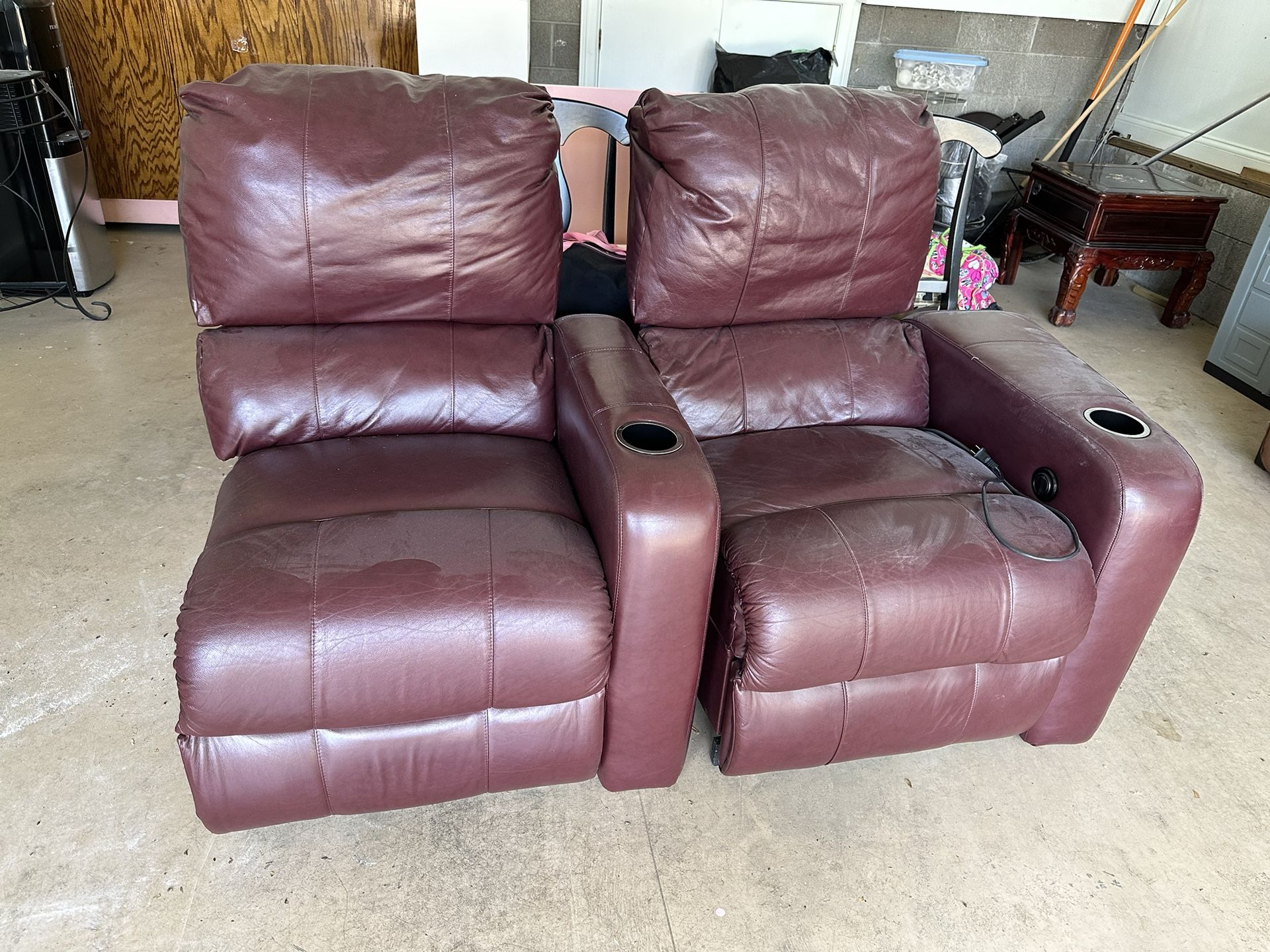 Real Leather Recliner Sofa