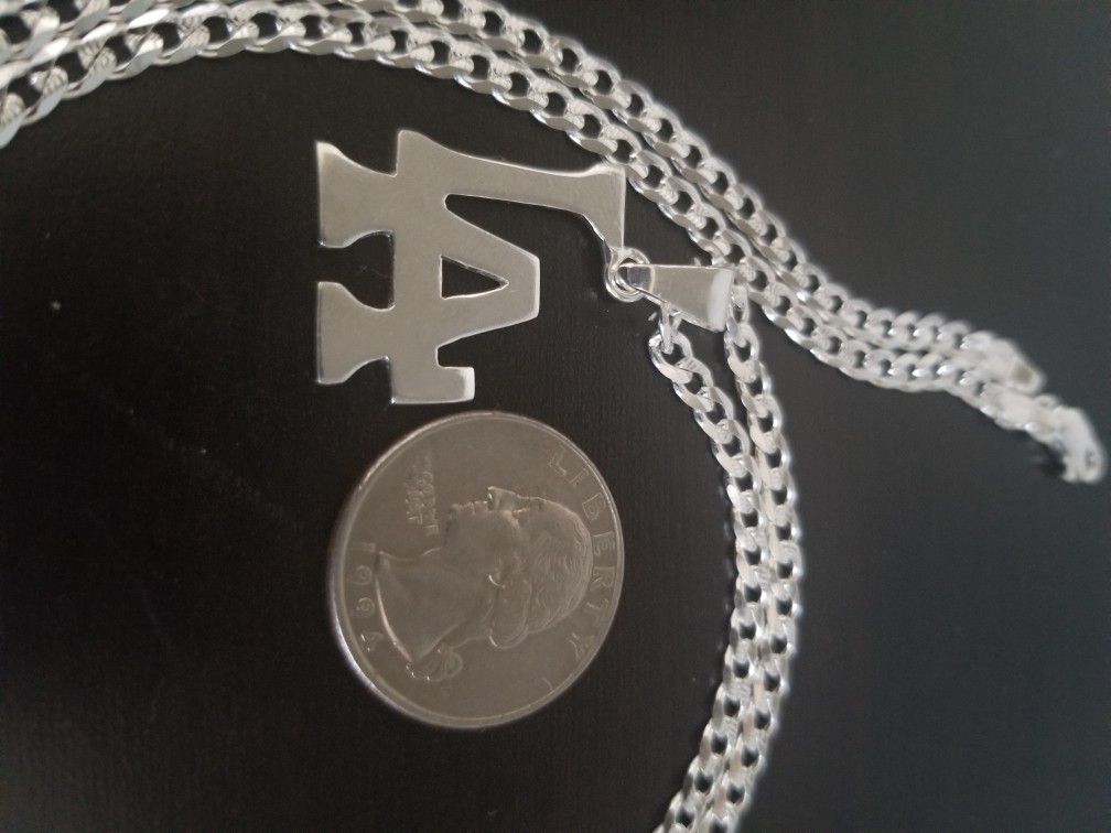 Cadena y Dije LA plata 925 Mex / Sterling Silver Chain And LA Pendant 