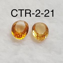 Citrine Facetted Oval Shape Semi-Precious Gemstone-2Pc-Lot-CTR-2-21/STK-119