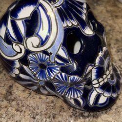 Authentic Hand-Painted Talavera Skull – Signed “Hecho en México”