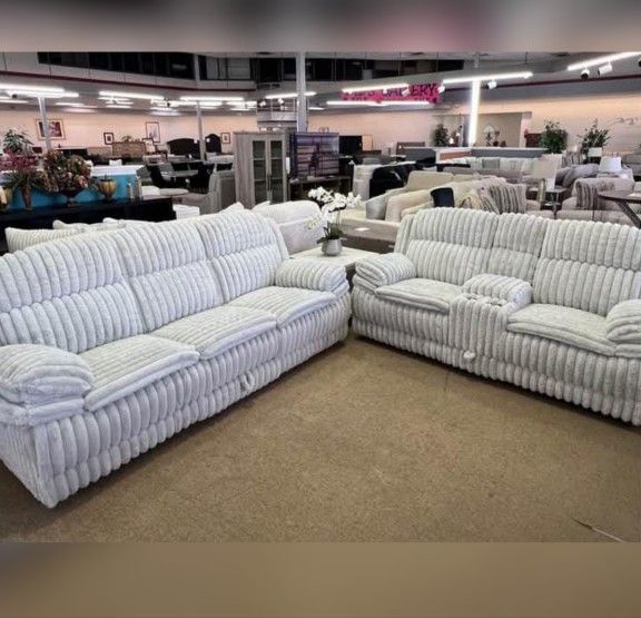 Living room 2 Piece corduroy reclining sofa and loveseat set