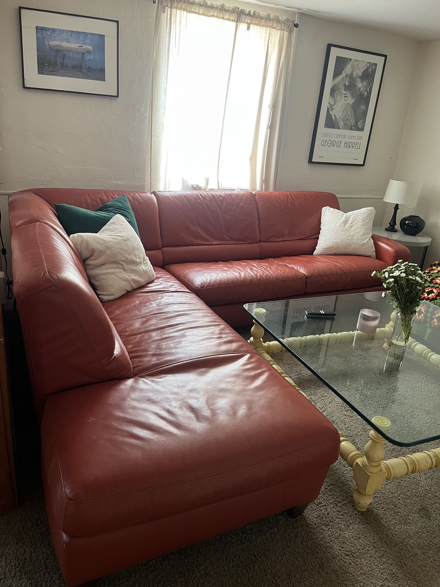 1970s Retro Orange Italian Leather Couch