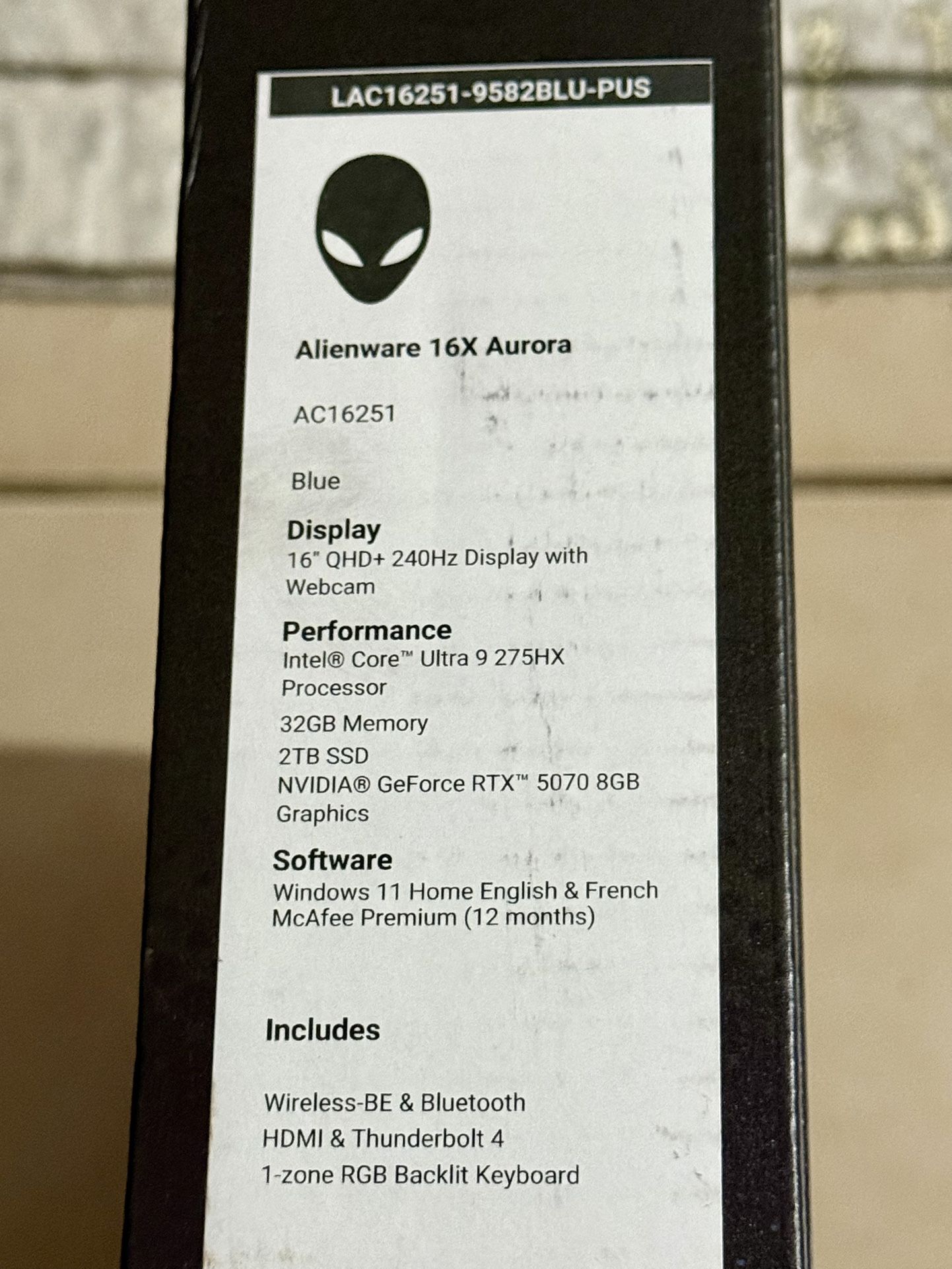 Alienware 16X AC16251 Laptop - BRAND NEW
