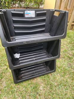 3 Heavy Duty Stackable Storage Bins