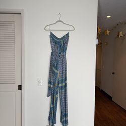 Melanie Lyne Patchwork Jumpsuit Size Large New With Tags Tube Top Paisley One Piece 