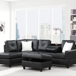 NEW BLACK SECTIONAL SOFA AND FREE DELIVERY- BEDROOM FURNITURE BED MATTRESS AND MORE 