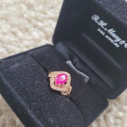 14K Ruby Ring With Diamonds 