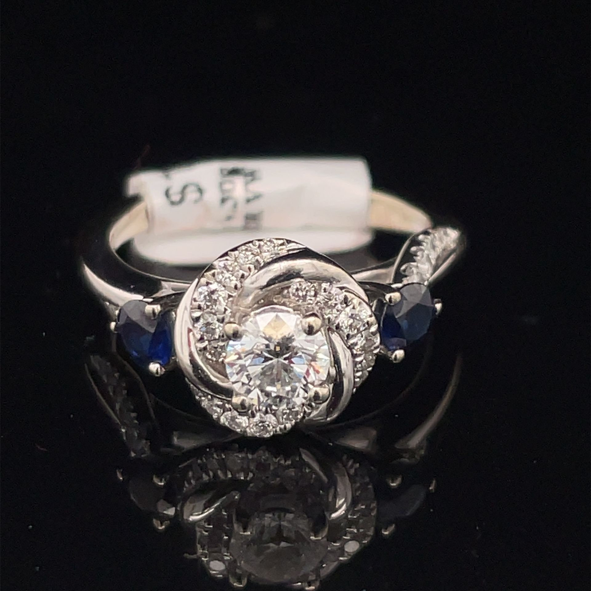 14KT White Gold GDR VW Sapphire Diamond Ring .6 CTW 4.30g Size 5 1/2 157689
