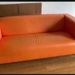 Orange Couch With Grey Cover Take As Is Price Is Firm 
