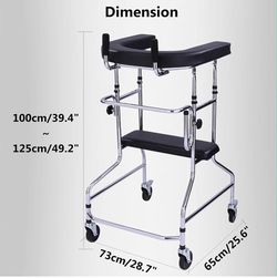 Walker for Seniors with Seat and Universal Wheels,Brakes,4 Wheel Walker with Armrest Support Cushions,Height Adjustable,Rolling Walkers Suitable for T