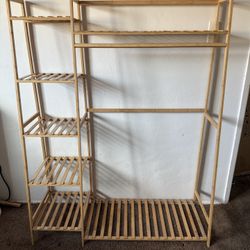 Bamboo Clothing Rack With Shelving And Shoe Rack