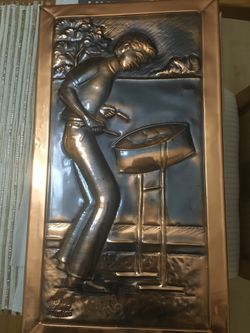 VINTAGE DRUMMER COPPER ART WALL HANGING MUNGA