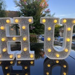 H & U Letter Lights Sign, Light Up Alphabet  8.5 X 9” Letter for Home Party Wedding Decoration