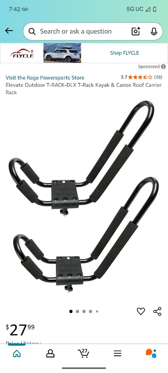 Elevate Outdoor T-RACK-DLX T-Rack Kayak & Canoe Roof Carrier Rack