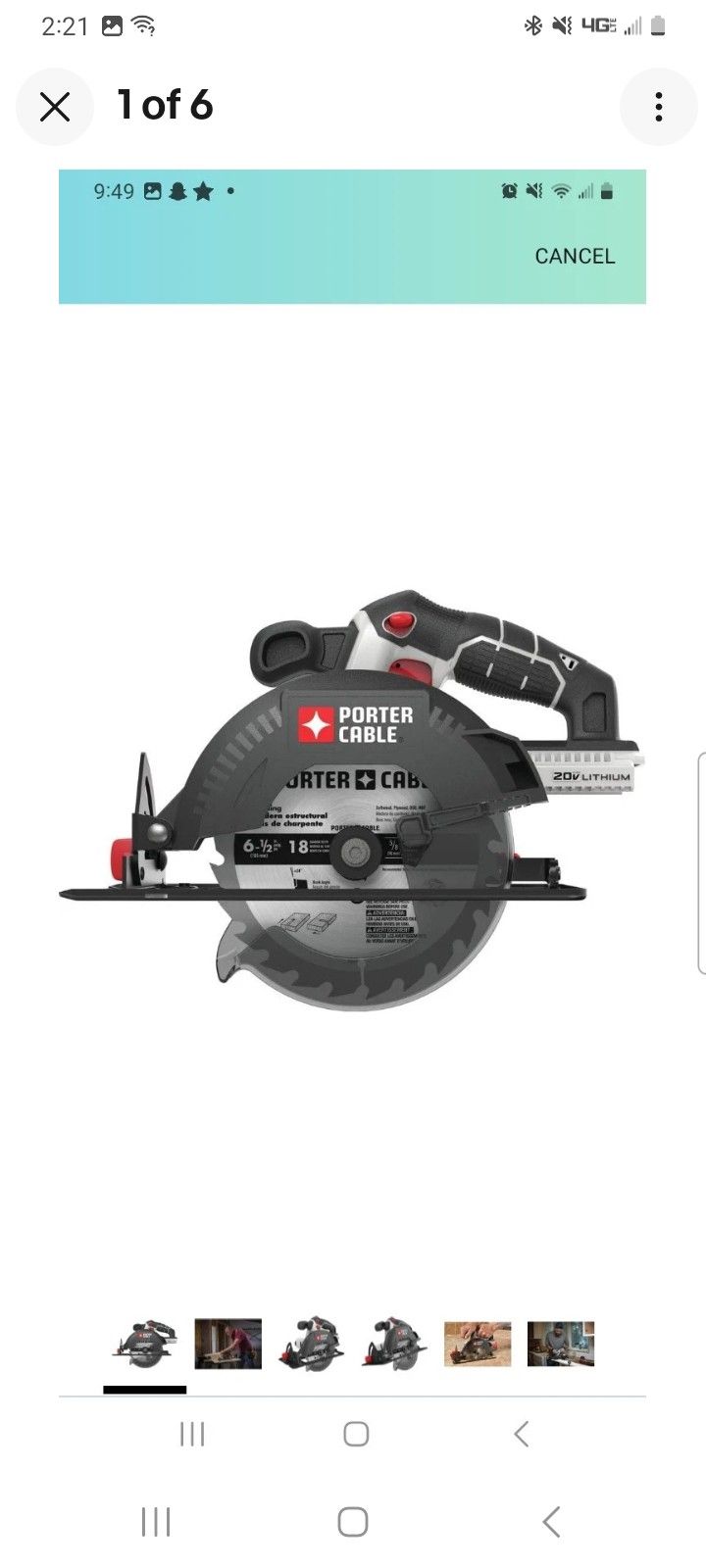 PORTER-CABLE PCC660 6-1/2 inch Circular Saw 20V