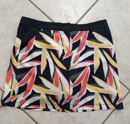 Lady Hagen Skort Womens 14 Short A Line Pockets Stretch Zip Floral Navy Blue