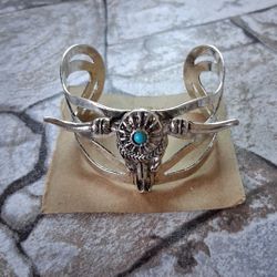 Bull Skull Bracelet  Silver 