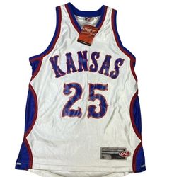 Rawlings Kansas Jayhawks Team Issued Basketball Jersey 25 White 36 Small New