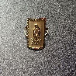 14k Gold Virgin Mary Ring Size 9
