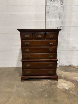 Chautauqua Colonial Mahogany Chest On Chest Highboy Dresser Chippendale Style Solid Wood Tall Dresser