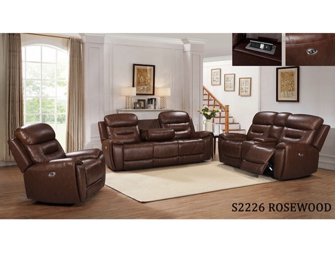 Rosewood 3 Pcs Reclining Sofa , Loveseat And Reclining MATTRESS NOT INCLUDED