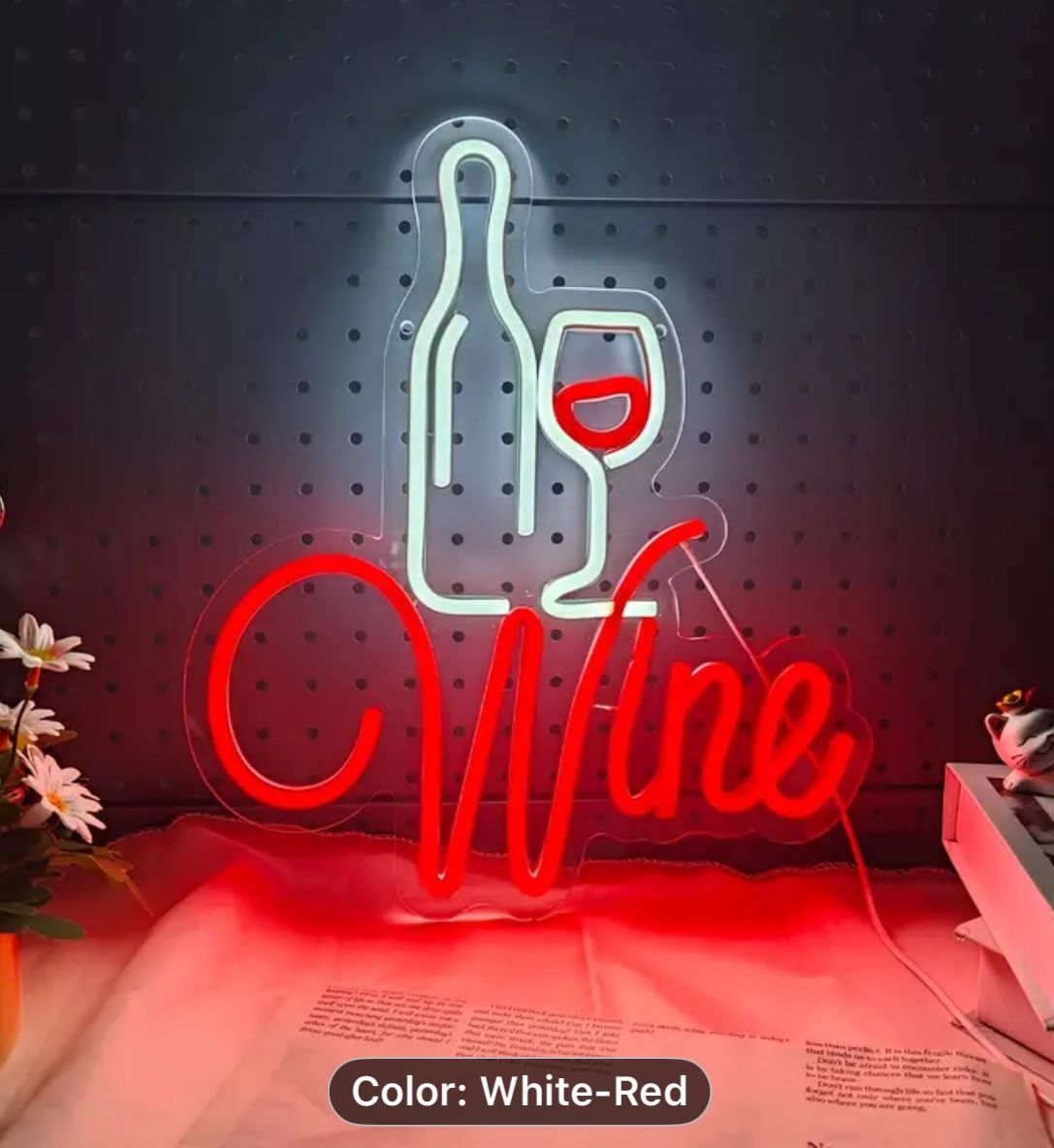 Red wine, neon sign