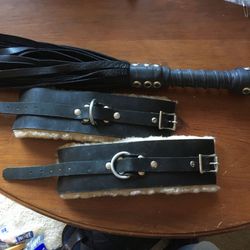 Bare Leatherworks Flog and Leather Cuffs
