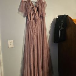 Long Grayish Pink Dress