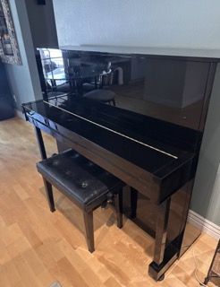 1987 Kawai CX-21D 48" Professional Upright Piano, Polished Ebony (Made in Japan)