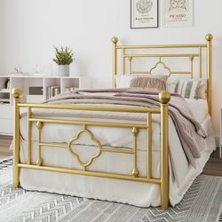 Gold Metal Twin Size Bed Frame 