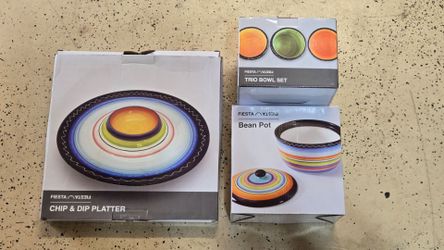 Fiesta Bean Pot, Dip Platter, Bowl Set