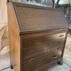 🪑 Antique1906 Secretary Desk w/ Mirror – Solid Oak – $150 OBO