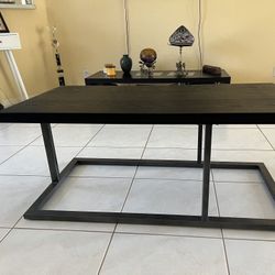 Black Wood And Metal Solid Coffee Table