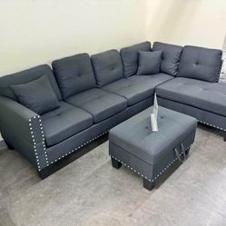 BRAND NEW 3PC SECTIONAL SOFA SET WITH OTTOMAN AND ACCENT PILLOWS INCLUDED $379