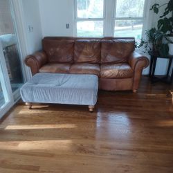 Leather Couch and Ottoman $200