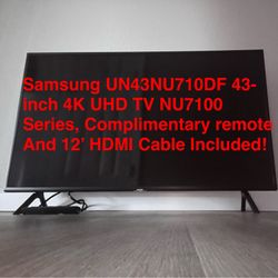 Samsung UN43NU710DF 43-inch 4K UHD TV NU7100 Series, Complimentary remote And 12’ HDMI Cable Included! 