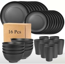 16-Piece Black Dinnerware Set