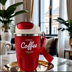 316 Stainless Steel Travel Mug 12oz Vacuum Insulated Coffee Cup with Strap