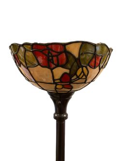Tiffany Style Vintage Tall Stain Glass Flower Floral Floor Lamp Light
