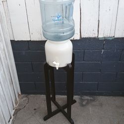 27" Wooden Floor Stand & Porcelain Water Dispenser 