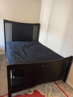 Queen Size Wooden Bed Frame + Mattress + Box Spring