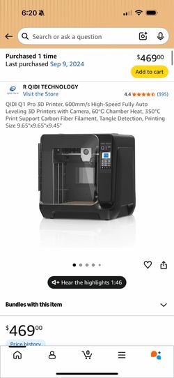 QIDI Q1 Pro 3D Printer - Needs Tuning / Repair (See pics 3 and 4)