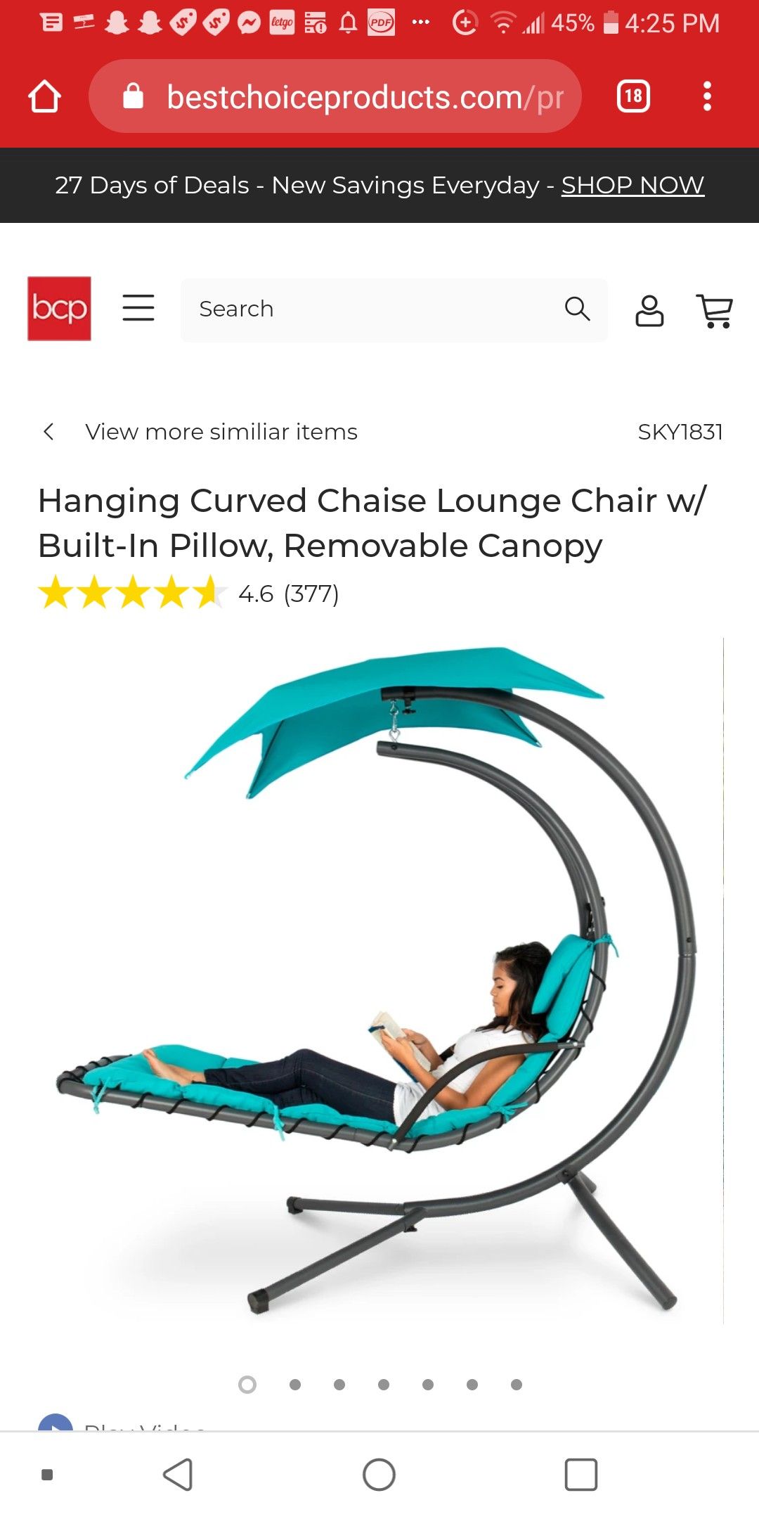 Hanging Curved Chaise lounge Chair