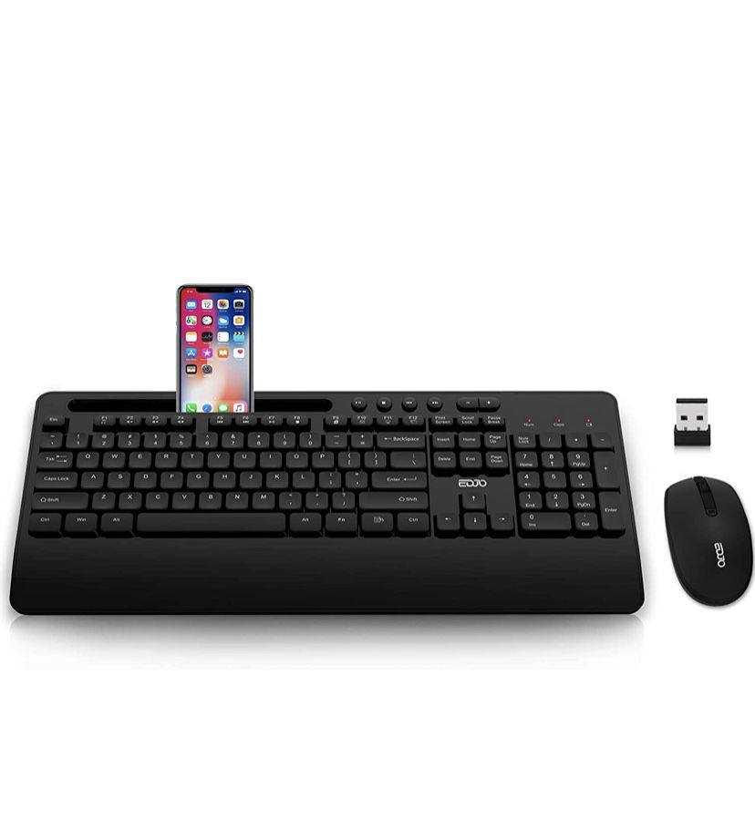 Wireless Keyboard and Mouse Combo, 2.4G Full-Sized Ergonomic Computer Keyboard with Wrist Rest and 3 Level 